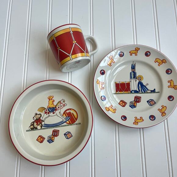 Tiffany & Co "Tiffany Toys" 3 piece Child's Dish Set  1992 Vintage nursery decor - Picture 1 of 16